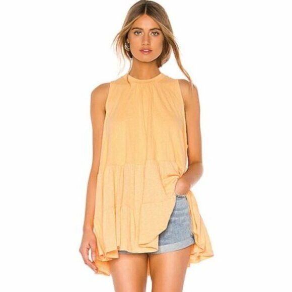 FREE People Orange Right On Time Tiered Tie-Back Sleeveless Tunic Top XS - Picture 1 of 6